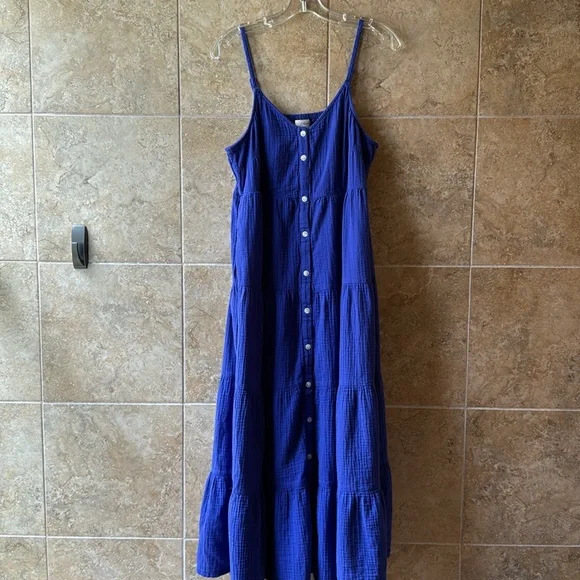 Universal Thread Cotton Gauze Sleeveless Maxi Dress Smocked Back Panel Pockets! - Picture 15 of 16